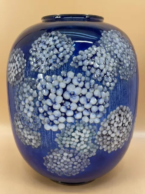 Impessive Japanese Meiji Moriage Silver Wire & Wireless Cloisonne Vase - Flowers