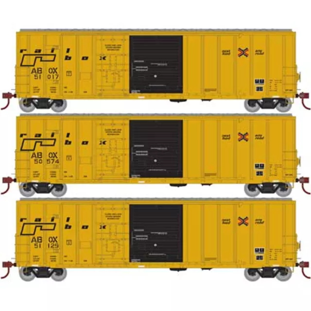 Athearn 71007 Railbox(late) 50' FMX Ext. Post Combination Door Box Car 3pack