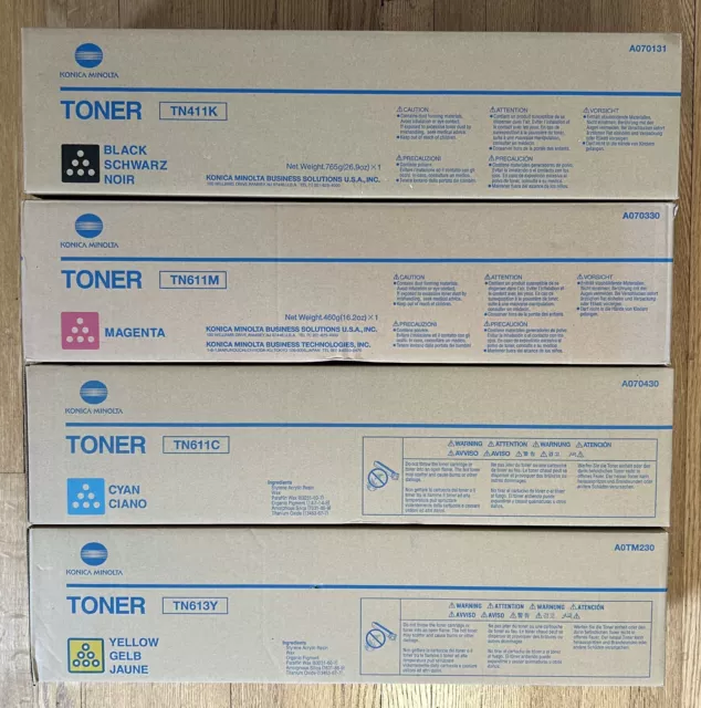 Genuine Set of 4 NEW Konica Minolta CMYK Toner Cartridges for Bizhub C451