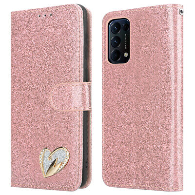 For OPPO Find X3 Lite 5G Case Shiny Leather Glitter Flip Wallet Oppo Phone Cover
