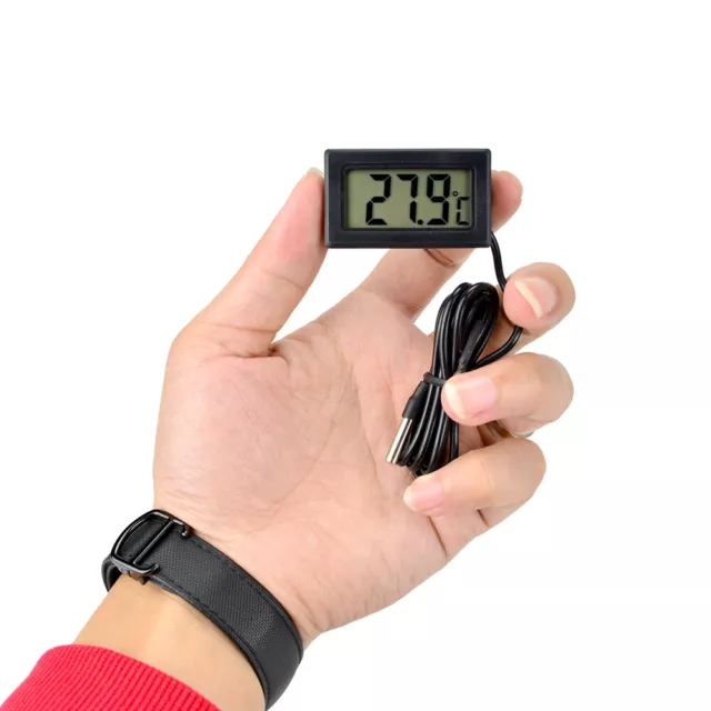 mini Thermometer Temperatur Anzeige mit Fühler digital 1m - 5m Kabel schwarz LCD 2