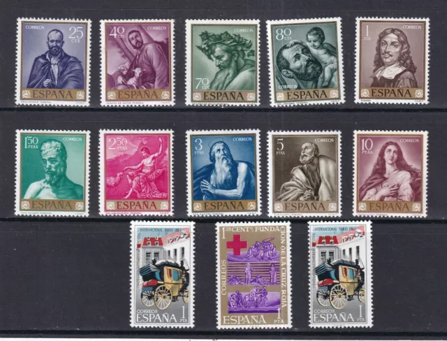 Bm  Briefmarken Spanien  Lot 008  Postfrisch 1963  13 Marken   Gemälde +