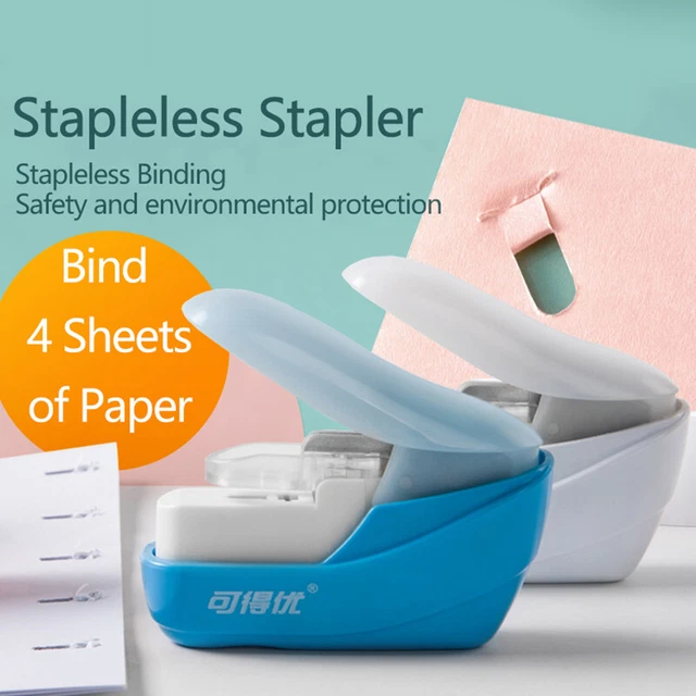 Stample Less Staple BOOK PAPER STAPLING Mini Portable Stapleless Stapler School Office ...