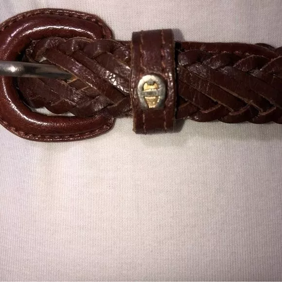 Etienne Aigner Belt Braided Leather Skinny Vintage Brown 36” Vintage Unisex Boho 2