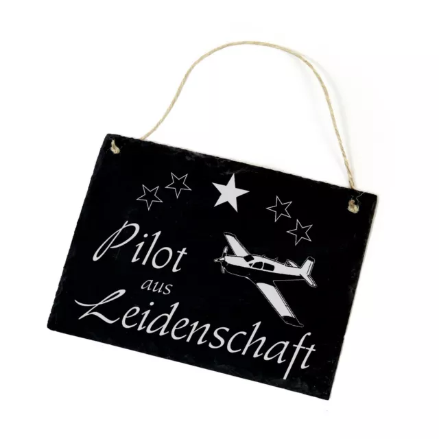 Schiefertafel Schild - Pilot aus Leidenschaft - Türschild Dekotafel 22 x 16 cm ✔