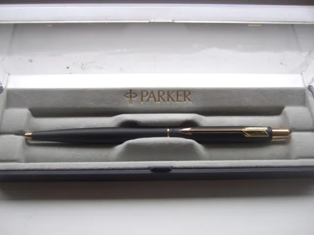Vintage PARKER 75 CLASSIC Matt Black G.T Ballpoint Pen [U.S.A.] - Mint Condition