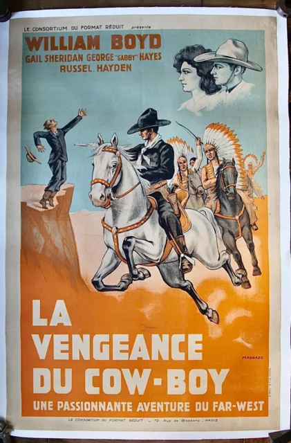 western affiche WILLIAM BOYD la vengeance du cow-boy 70x105 linen back entoilée