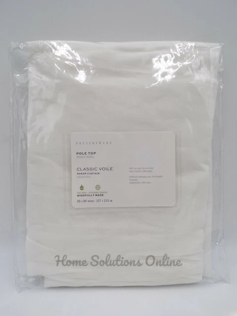 Pottery Barn Classic Voile Sheer Curtain Drape Classic Ivory 50 x 84" #Q130