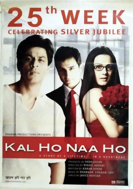 Kal Ho Naa Ho Bollywood Movie Poster Shah Rukh Khan Preity Zinta Saif Ali Khan