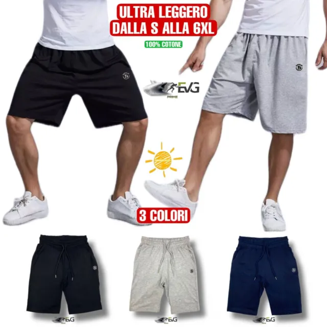 Pantaloncino Pantalone  Ultra Leggero Corto Uomo 100% Cotone Bermuda Casa Sport