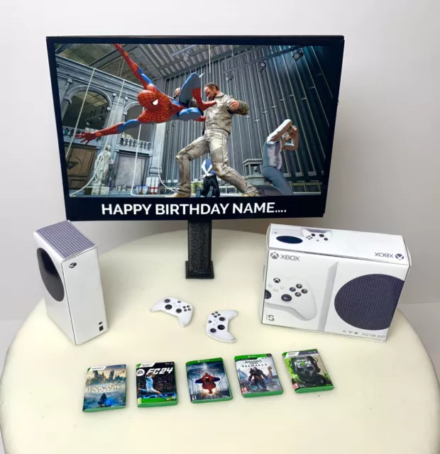 PERSONALISED Xbox Series S Gamers Cake Topper | Childrens Adults Birthday Cake