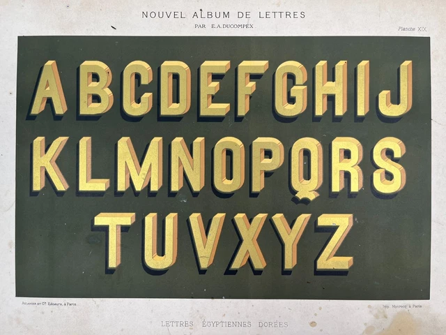 ANCIENNE PLANCHE ABÉCÉDAIRE Modèle de Lettres Police pour Peintre en