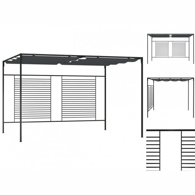 Pavillon Gartenzelt Mit Ausziehbarem Dach 4x3x2,3 M Anthrazit 180 G / M²