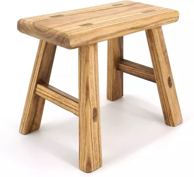 Handmade Solid Wood Stool Milking Stool 10" Height Wooden Step Stool Simple Wood 2