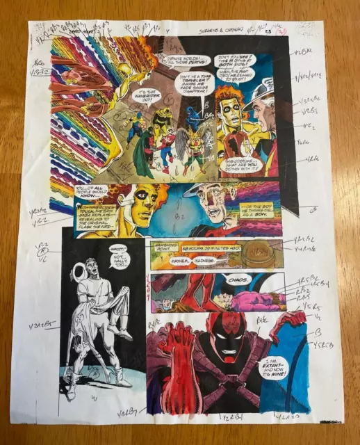 ZERO HOUR #4 ART original COLOR GUIDE 1994 JSA WALLY WEST FLASH DEATH EXTANT