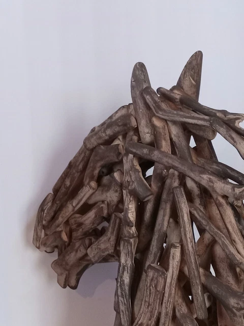 Large ...Very Ornate ...UNIQUE..Horse Head Wood Stick ...Folk Art..Art  Statue