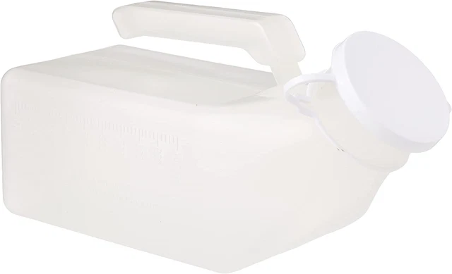 Homecraft männliche Urinal, langer Hals Inkontinenzflasche für Männer, klarer Kunststoff, Deckel