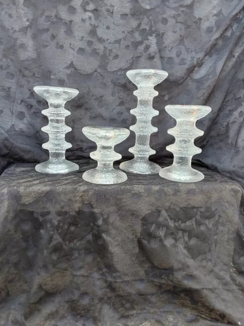 Timo Sarpanera Littala Festivo Glass Candleholders Set Of 4