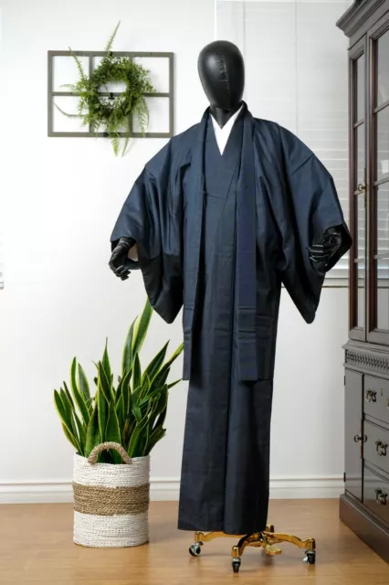 Dear Vanilla Japanese Silk Kimono/Haori Ensemble Set Men's Original Vintage Mint