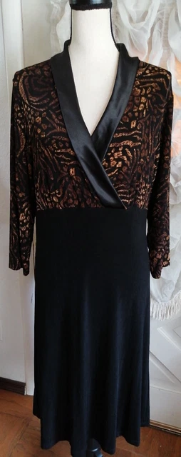 CITIKNITS Stretch Jersey Faux Wrap Dress Size L Collared V-neck Black USA Made CITIKNITS Stretch Jersey Faux Wrap Dress Size L Collared V-neck Black USA Made