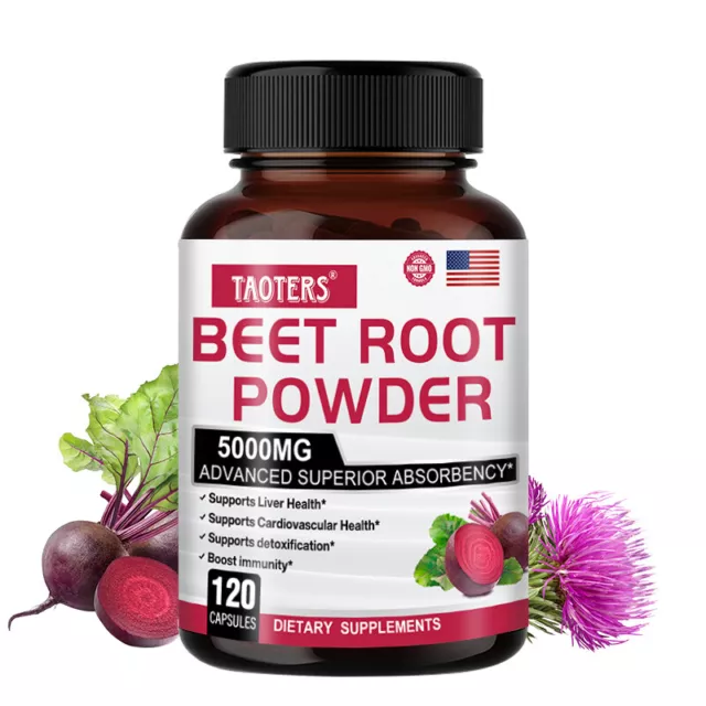 Beetroot Powder Capsules - 5000mg - Supports Detoxification and Liver Cleansing