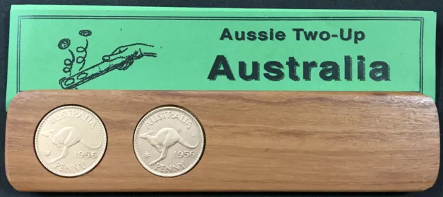 1964 Aussie Two-Up Game set with original or replica pennies. Anzac Day.
