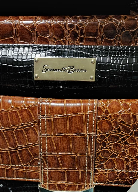 Samantha Brown Dowel Carry On Bag Black Croc Camel New With Tags 5