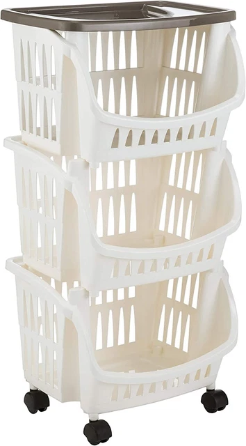 Bama Tidy Carrello Cucina con Ruote e Vassoio, Beige, 39.5 x 30 x 77 cm