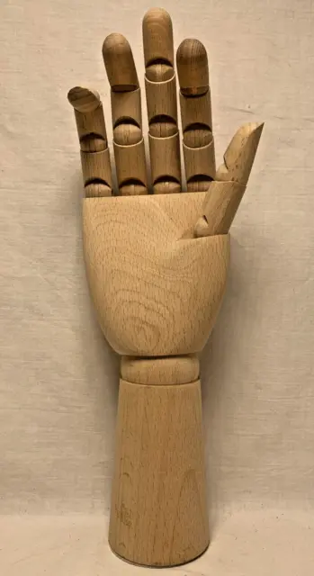 Mannequin Right Hand 12" Wood Artist Model Jointed Articulated Flexible Fingers