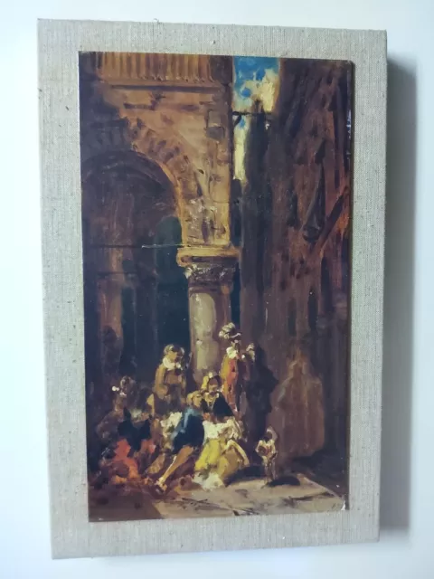 Kunstdruck, Carl Spitzweg, ca. 17x27 cm, auf Leinen gezogen