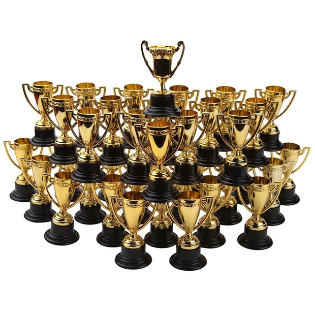 40Pcs Golden Award Cups Plastic Gold Trophies Awards and Trophies Kids Clas N7C5