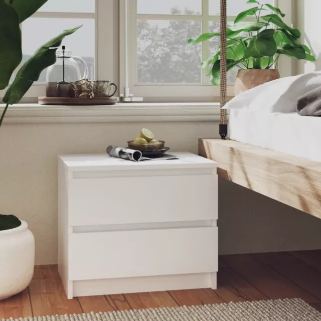 Bed Cabinet White 50x39x43.5  Engineered Wood R7F9