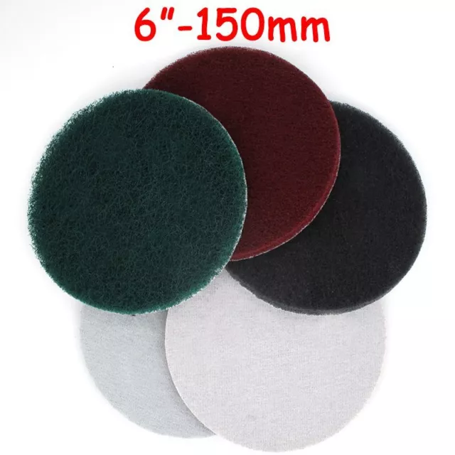 6" Nylon Fiber Scouring Pads Hook & Loop Abrasive Cleaning Pad 240 400 800 Grit