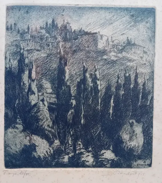 Beautiful Florence etching signed 33.8x37.5 cm