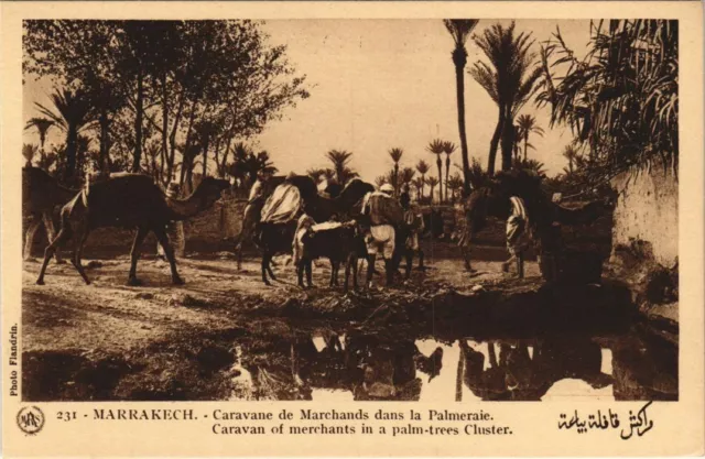 CPA AK MAROC MARRAKECH Caravane de Marchands dans la Palmeraie Flandrin (37861)
