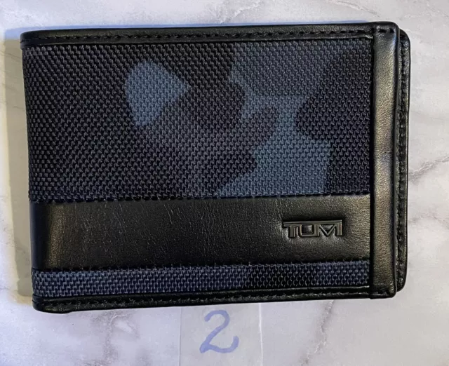 💠TUMI Alpha Double Billfold Bifold Wallet Navy Blue Camo Black FREE SHIP (#2)