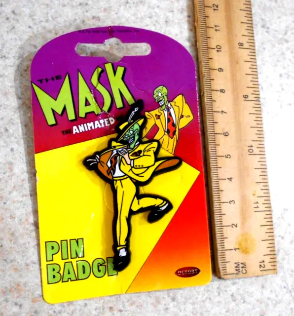 Mask Animated Series tie tac plastic pin Jim Carey UK Dufort Sons 1996 England