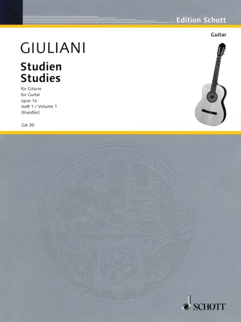 Giuliani Studies for Guitar Op 1a Vol 1 Classical Music Lessons Schott Book