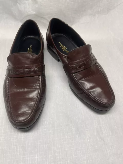 Towncraft Men’s Vintage Brown Leather Dress Loafers Slip On Shoes Size 10.5 EEE