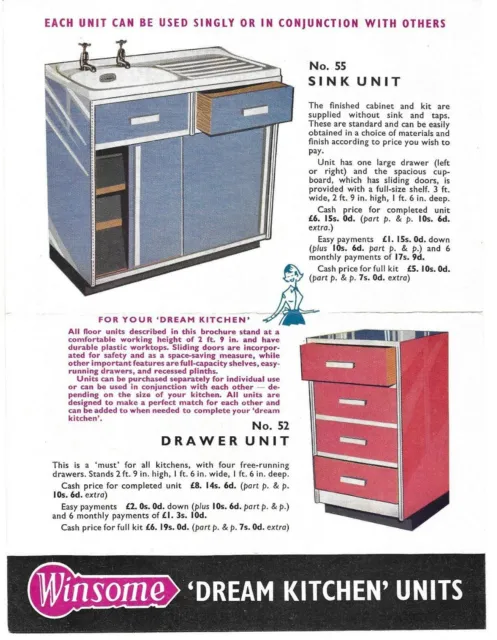 Vintage Winsome Kitchen Units Advertising Units Hobbies Ltd Dereham Norfolk