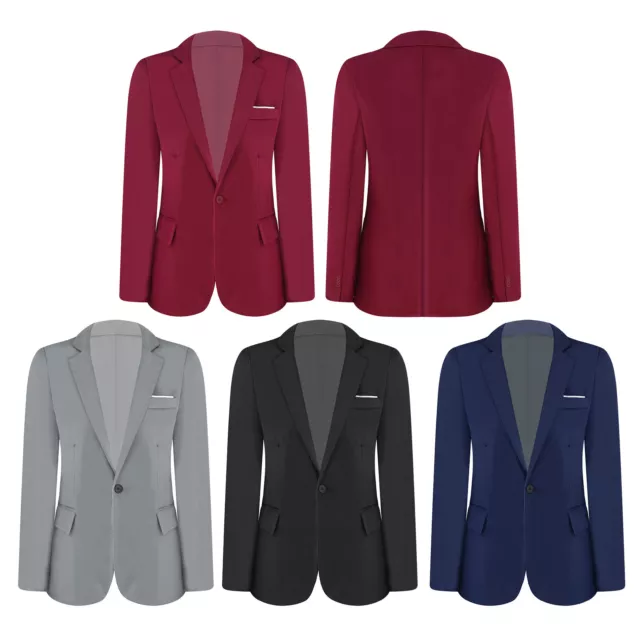 Womens One-Button Suit Business Blazer Jacket Prom Tuxedo Blazer Lapel Coats Top