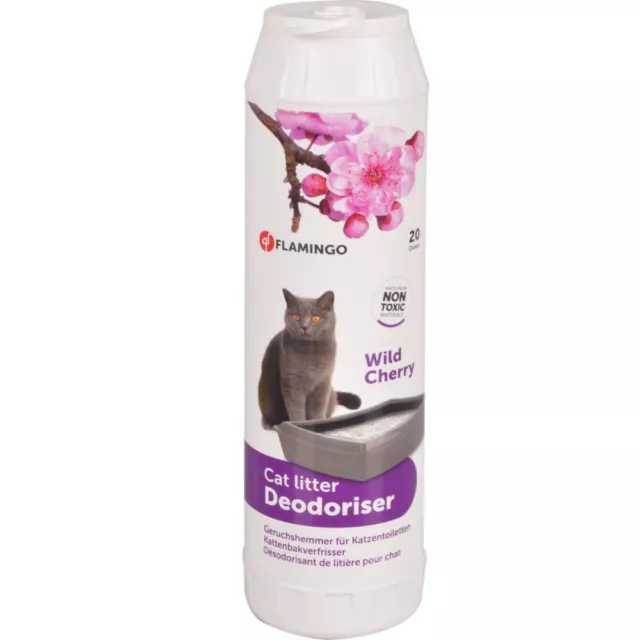 Désodorisant pour litière parfum cerise sauvage flacon 750 g pour chat