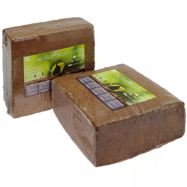 Terreno da cocco terra di humuser terriccio pressato HaGa® prodotto naturale 2 x 58 litri