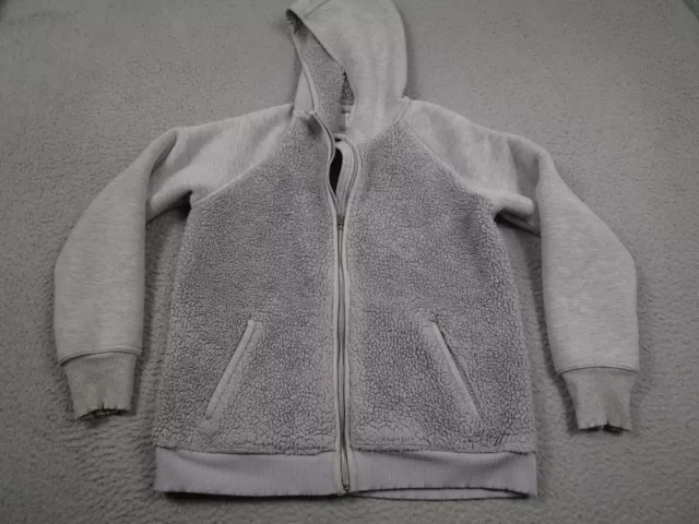 Athleta Jacket Girls XL Gray Outdoor Fleece Full Zip Hooded Preppy