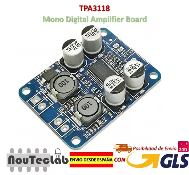 TPA3118 Pbtl Mono Digital Amplifier Board Amp 1X60W 8-24V Dc Remplace TPA3110