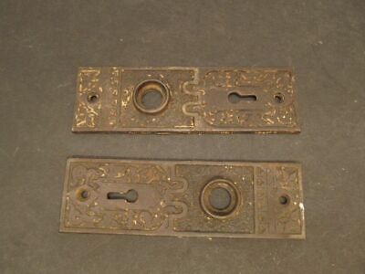 Door Knob Backplates Set of 2 Ornate Victorian Eastlake Cast Iron 5.5" #8518