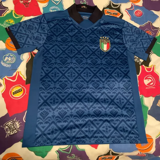 Y2K Italia FIGC FIFA World Cup Qualifier Champions Blue Soccer Jersey