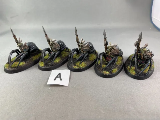 5x Grot Spider Riders Gloomspite Gitz Orcs & Goblins Warhammer AOS Pro-Painted