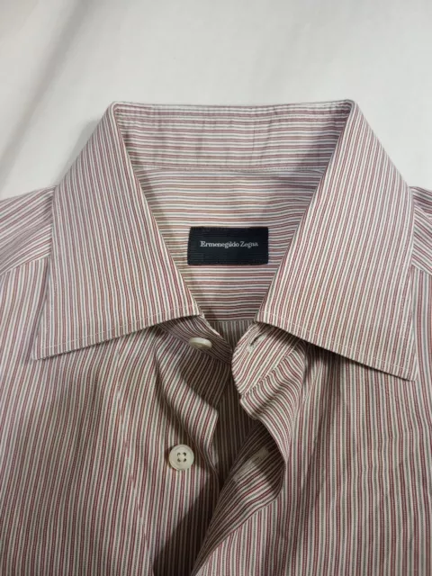 Nice Ermenegildo Zegna Shirt, Tan Stripes Sz 15.5* X 34/35* Excellent Condition