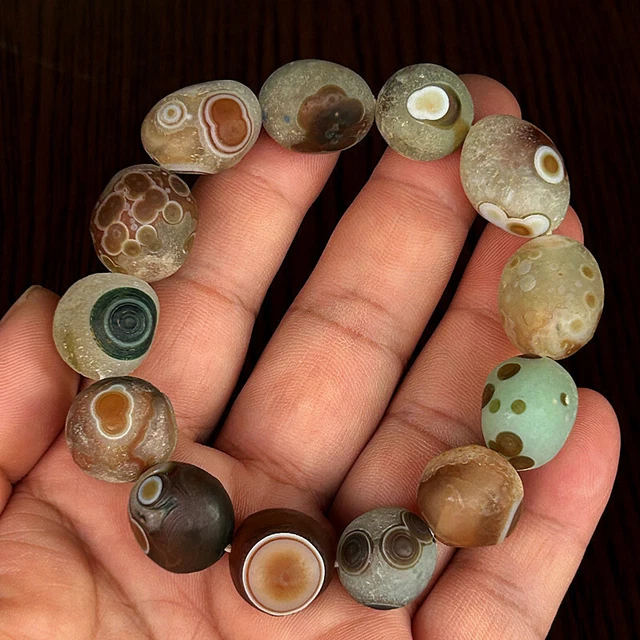 Rare China Inner Mongolia Gobi Eye Agate Bead Bracelet 14MM